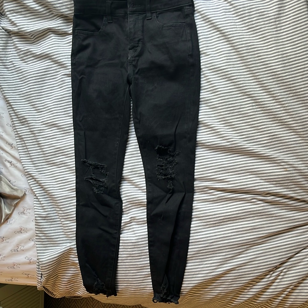 American Eagle Black Ripped Skinny Jeans
